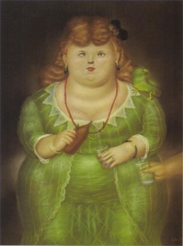 Fernando Botero œuvres - Femme au perroquet Fernando Botero